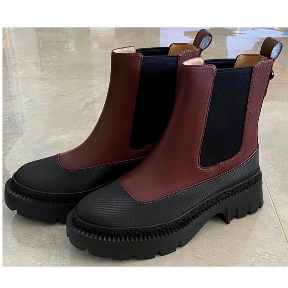 Coach Women's Ankle Boots in Burgundy and Black - Picture 2 of 13